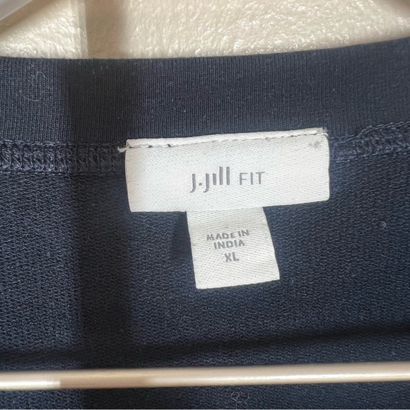 J Jill Fit Womens Navy Blue Contrast Band Pullover Shirt Size XL Cotton Blend - Picture 5 of 9